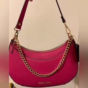 Nanette Lepore Fuchsia Shoulder Bag with Gold Chain